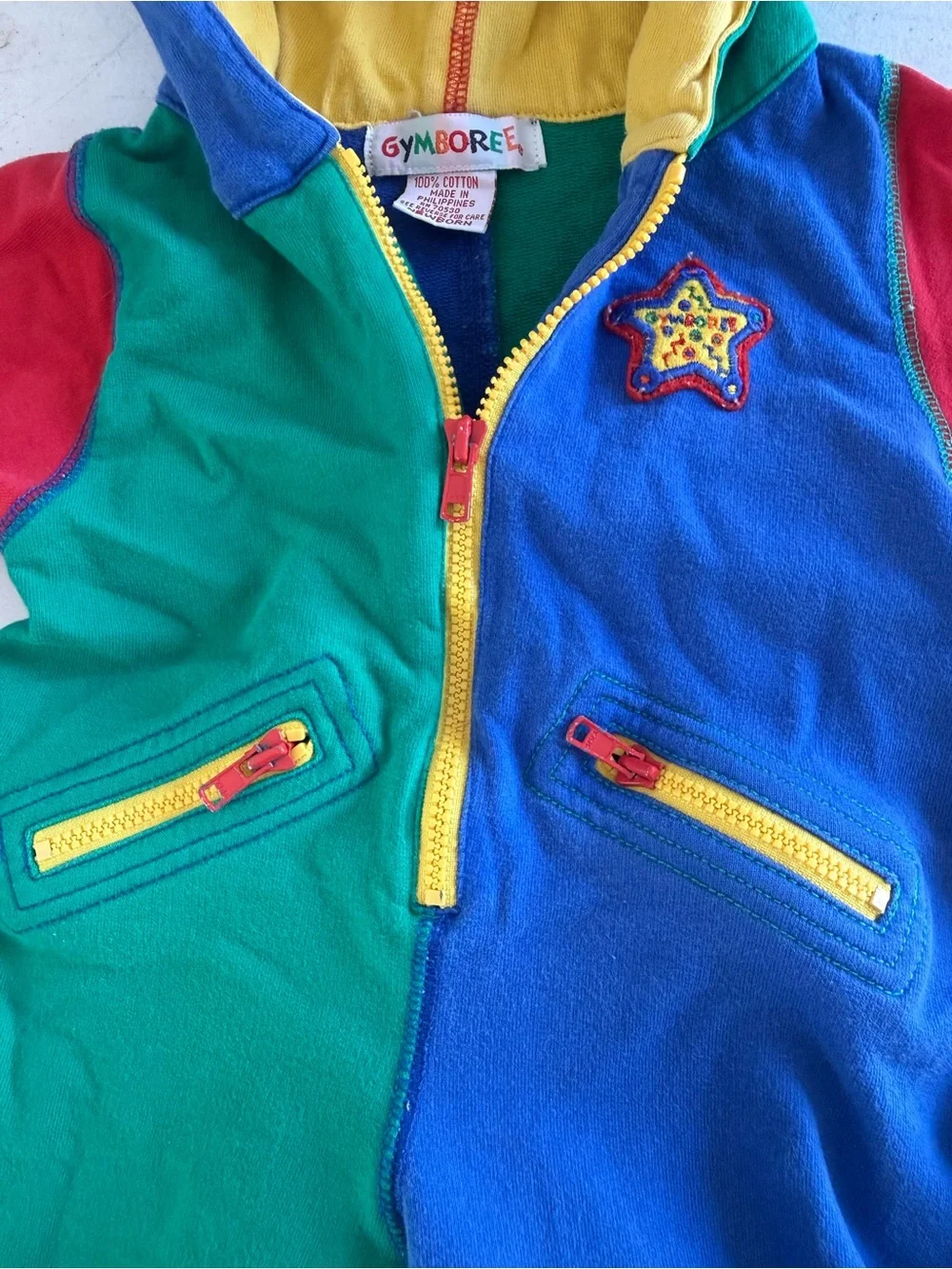 Vintage 90s Gymboree Blue, Green & Red Colorblock Crewneck jumper baby newborn